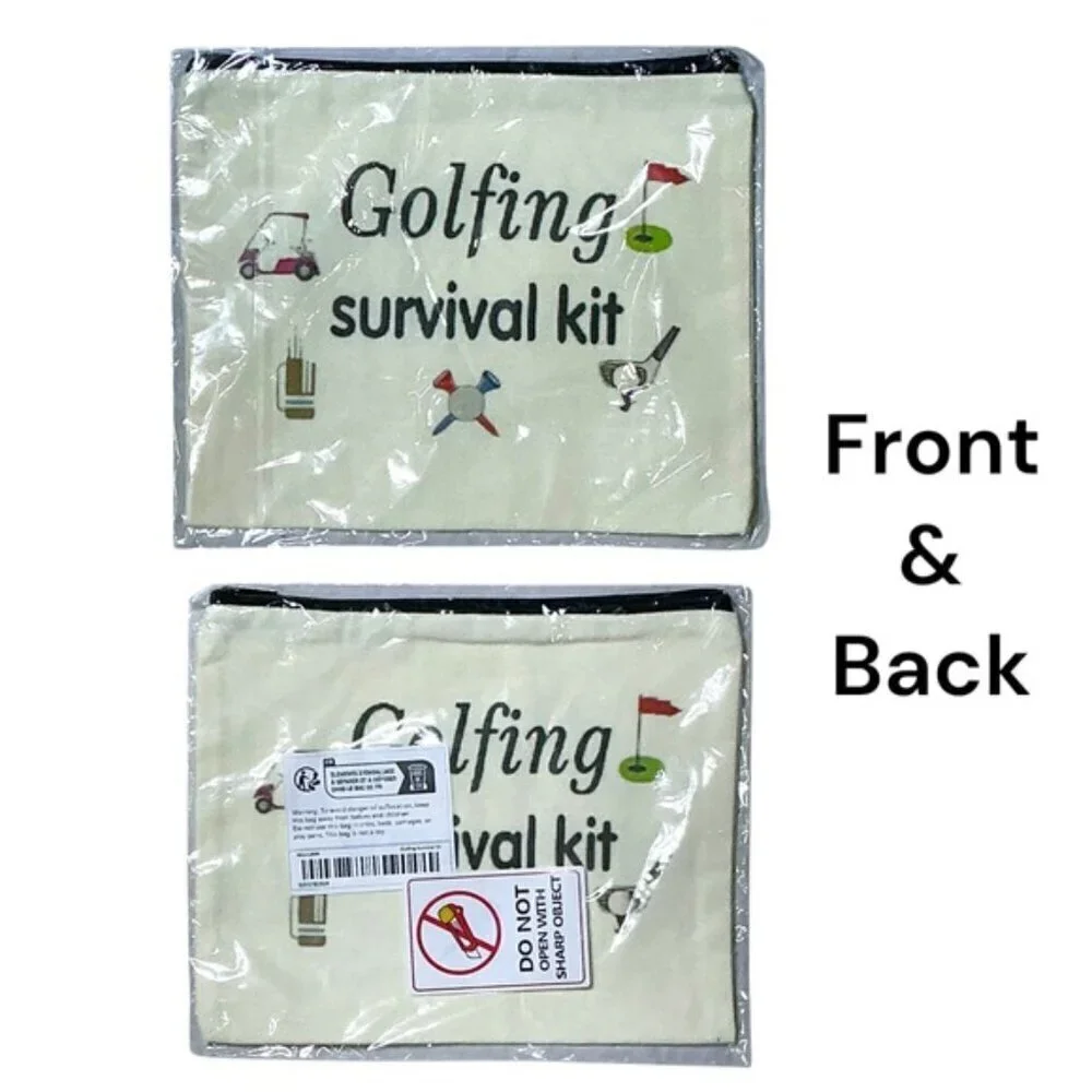 Golf Survival Kit Multipurpose Storage Bag Cosmetic Tee’s Pencil Scorecard White